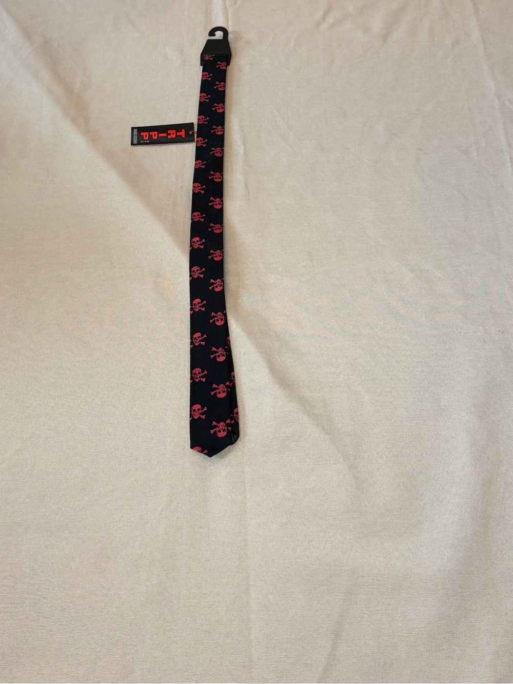 Tripp nyc Black Tie with Red Skull Motif